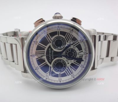 Cartier Stainless Steel Black Chronograph Quartz Watch